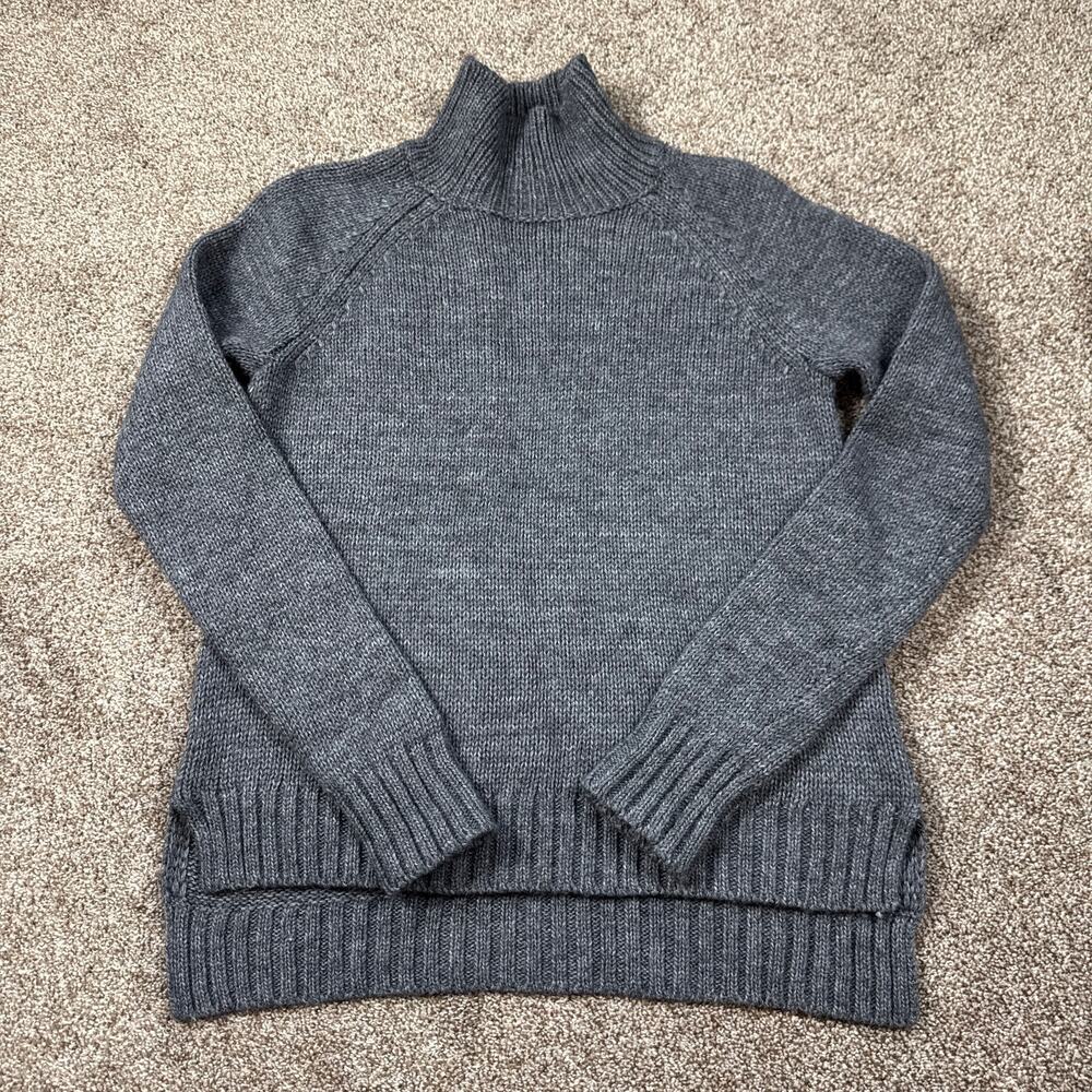 Garnett Hill Mock Neck Knit Pullover Sweater Wool Alpaca Blend Gray Size Small